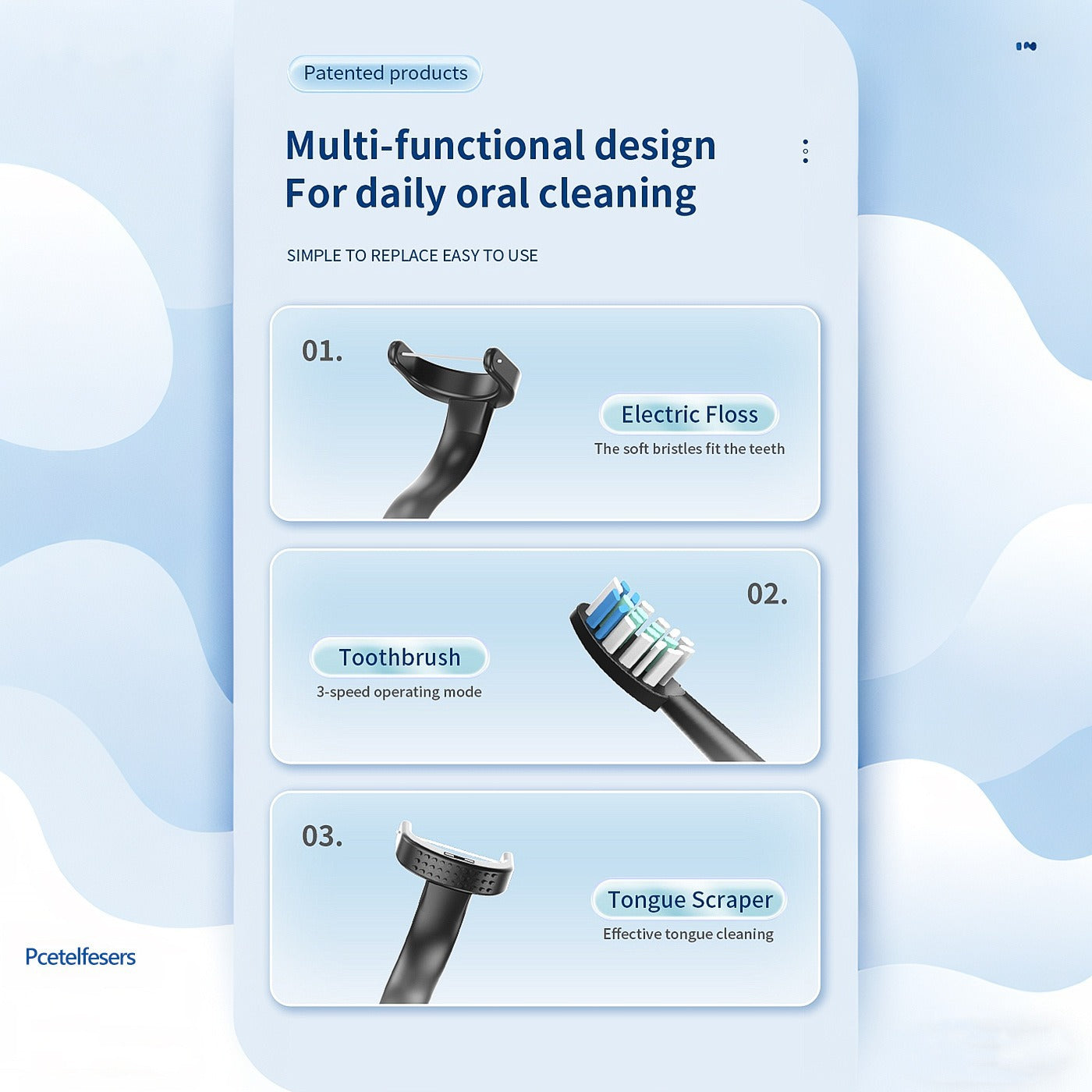 Cordless Electric Toothbrush and Flosser Triple Combo Set